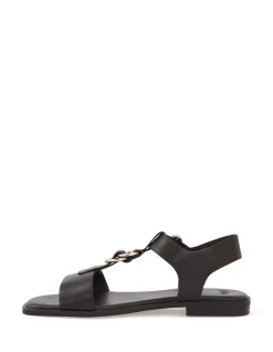 Dalia Black Pebble Leather Sandal