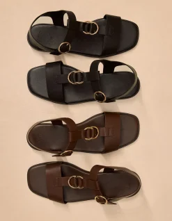 Dalia Black Pebble Leather Sandal