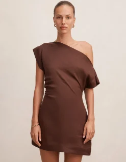 DANIELLE ASYMMETRICAL LINEN MINI DRESS