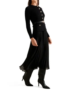 DAPHNE LONG SLEEVES MIDI DRESS
