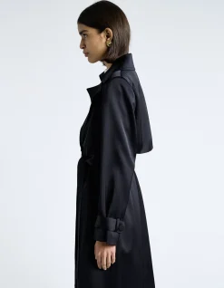 DARK INK MATTE SATIN VISCOSE TRENCH