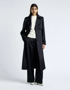DARK INK MATTE SATIN VISCOSE TRENCH