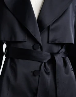 DARK INK MATTE SATIN VISCOSE TRENCH