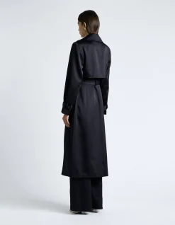 DARK INK MATTE SATIN VISCOSE TRENCH