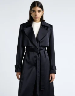 DARK INK MATTE SATIN VISCOSE TRENCH