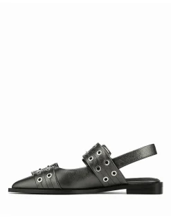 Daxton Gunmetal Metallic Leather Slingback