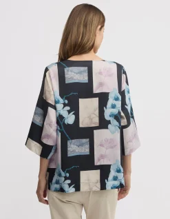 DECOUPAGE 3/4 SLEEVE BLOUSE TOP