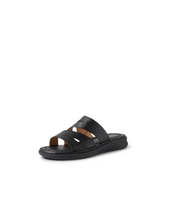 Deidre Black Leather Slides