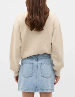 DENIM MINI BUTTON THROUGH SKIRT