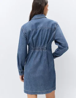 DENIM PINTUCK DRESS