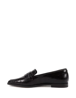 Denver Dark Brown Croc Embossed Leather Loafer