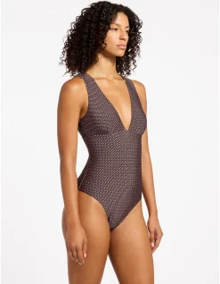 Desert Geo Plunge One Piece Swimsuit