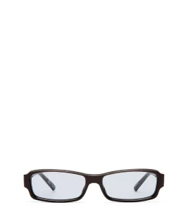DIAL TONE BROWN RECTANGLE SMOKE TINT SUNGLASSES