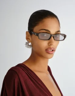 DIAL TONE BROWN RECTANGLE SMOKE TINT SUNGLASSES