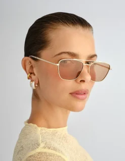 DIAMETRIC II GOLD AVIATOR CHOCOLATE MONO SUNGLASSES