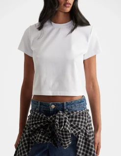 Dillon Cropped Cotton Blend Mini Tee