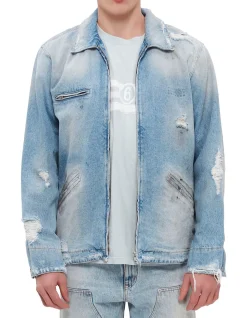 Distressed Denim Sports Jacket