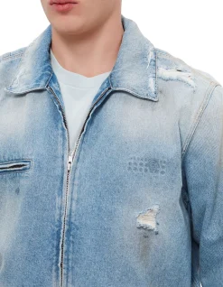 Distressed Denim Sports Jacket