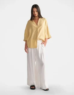 D-LUXE LINEN BLEND 3/4 SHIRT