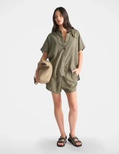 D-LUXE LINEN BLEND CURVE SHORT