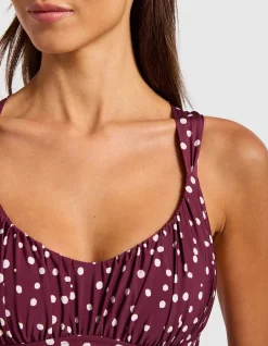 Dolce Dot Ruched Cross Back One Piece Swimsuit