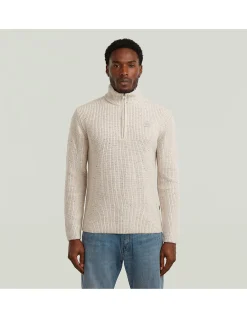 Double Collar Half Zip Knit