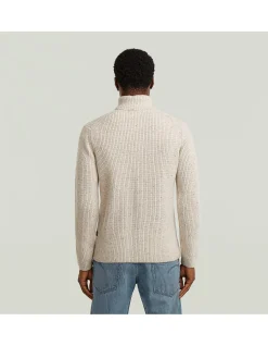 Double Collar Half Zip Knit