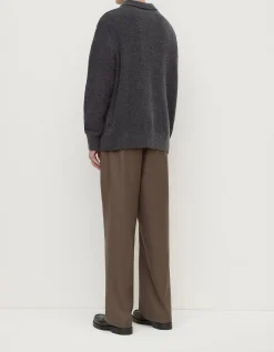 Dover Boucle Knit Cashmere Polo Charcoal