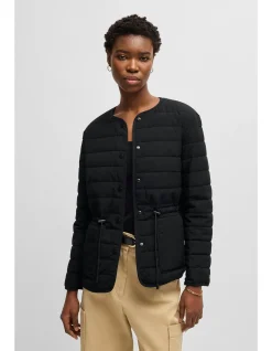 Drawcord-Waist Water-Repellent Jacket Black