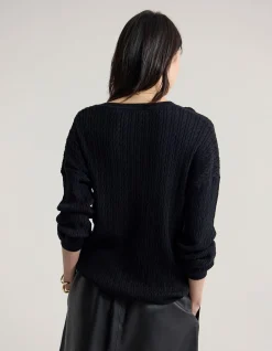 DREW CABLE V-NECK KNIT