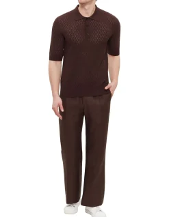 Elegant Knitted Polo Shirt Brown