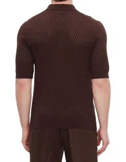 Elegant Knitted Polo Shirt Brown