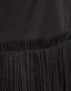 Elegant Pleated Midi Dress Black