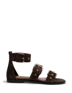 ELYSSA Espresso Suede Leather Sandal