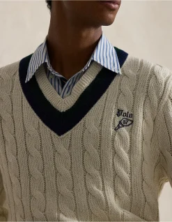 Embroidered Cotton-Blend Cricket Sweater