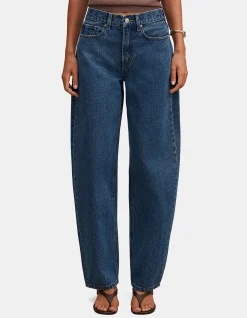 Emma Mid Rise Barrel Leg Cotton Jeans