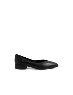 Eneska Low Block Heel Leather Pumps