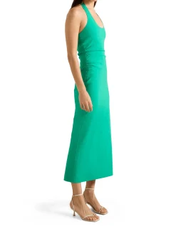 ESMEE U-NECK STRETCH LINEN MIDI DRESS