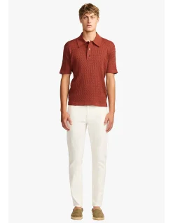 EVAN BURGUNDY KNITTED CABLE POLO