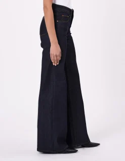 Eva Wide Mid Rise Tailored Wide Leg Jeans