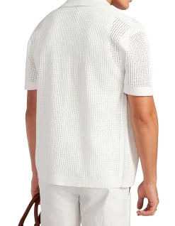 EYELET MESH KNIT SHIRT