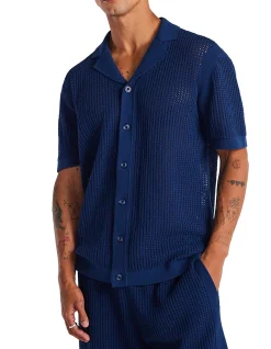 EYELET MESH KNIT SHIRT
