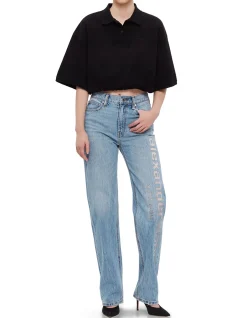 Ez Mesh Logo Mid Rise Jeans