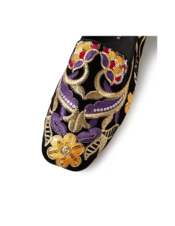 FAIRES DJ Embroidered Velvet Loafers