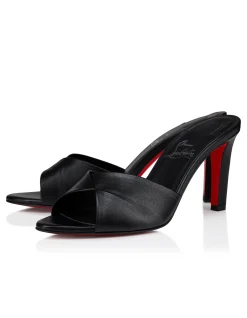 FANNY SLIDE 85MM KID LINING BLACK SANDALS