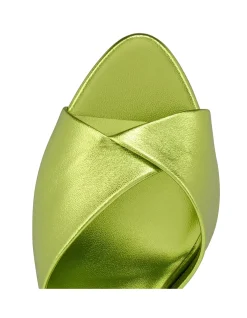 FANNY SLIDE 85MM NAPPA LAMINATA LINING KIWI SANDALS
