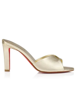 FANNY SLIDE 85MM NAPPA LAMINATA LINING PLATINE SANDALS