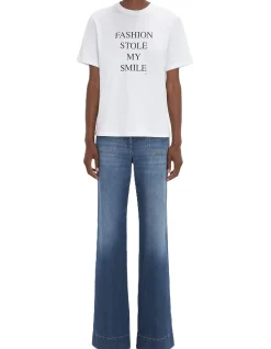 "FASHION STOLE MY SMILE" SLOGAN T-SHIRT