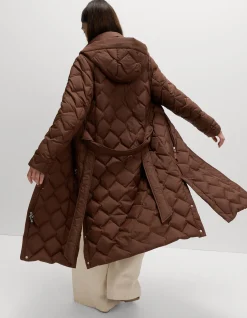 Feather & Down Quilted Zig Zag Coat
