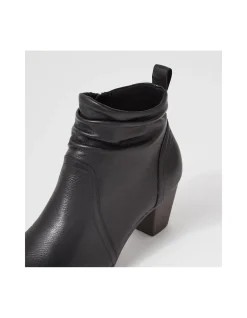 Feliciity Black Leather Ankle Boots